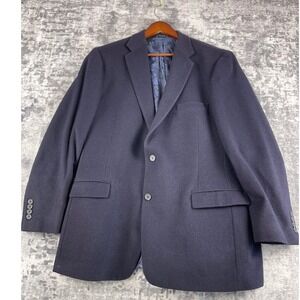 Turnbury Mens 46L Navy Blue 100% Camel Hair Blazer Paisley Lining Sport Coat
